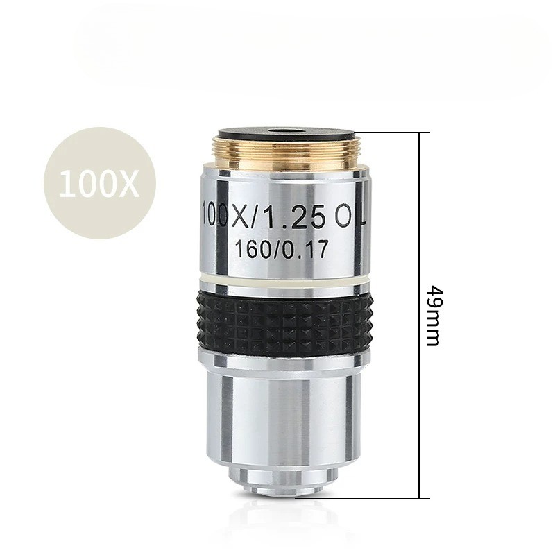 100X Oil Spring Achromatic Objective Lens 195 Tube Length RMS 20.2mm Biological