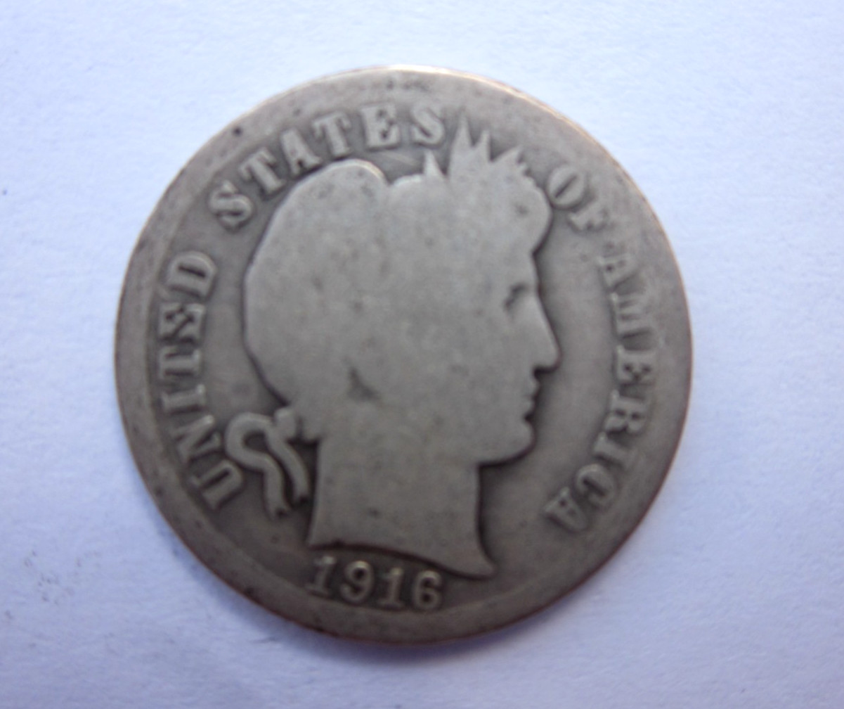 1916-S BARBER DIME 10C SILVER PHILADELPHIA MINT NICE RARE DATE COLLECTOR #1