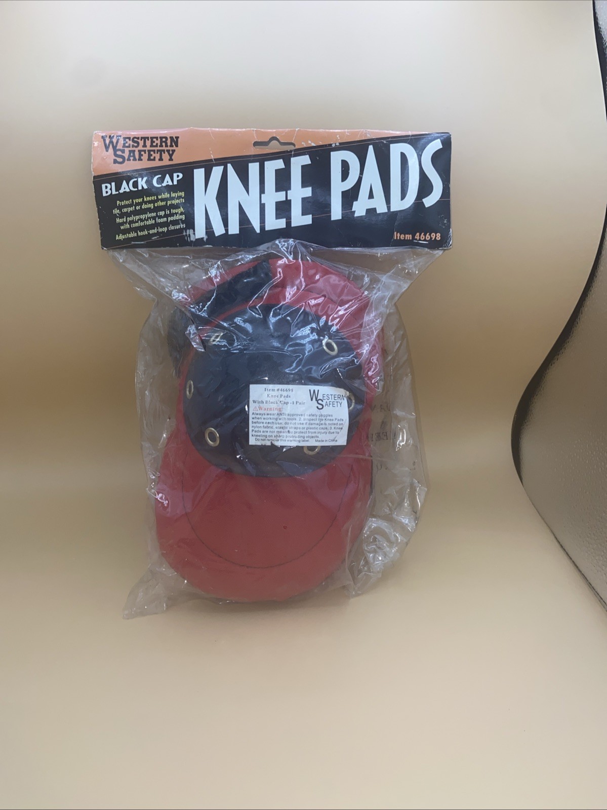 Western Safety Black Cap Knee Pads Comfortable Foam Padding Safety 1Size FitsAll