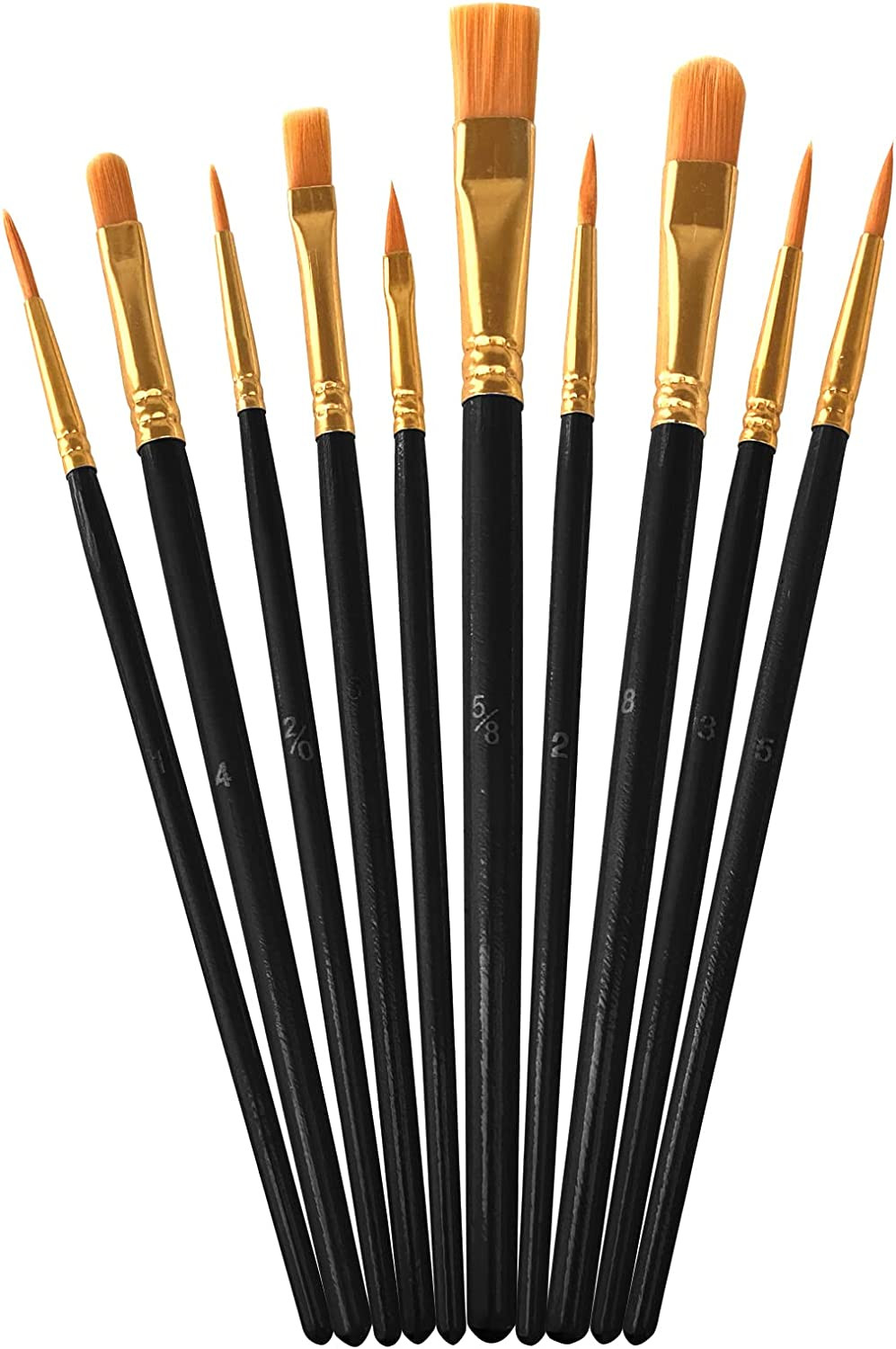 Paint Brushes Set,10 Pack Nylon Hair Paint Brushes for Acrylic Painting, Craft P