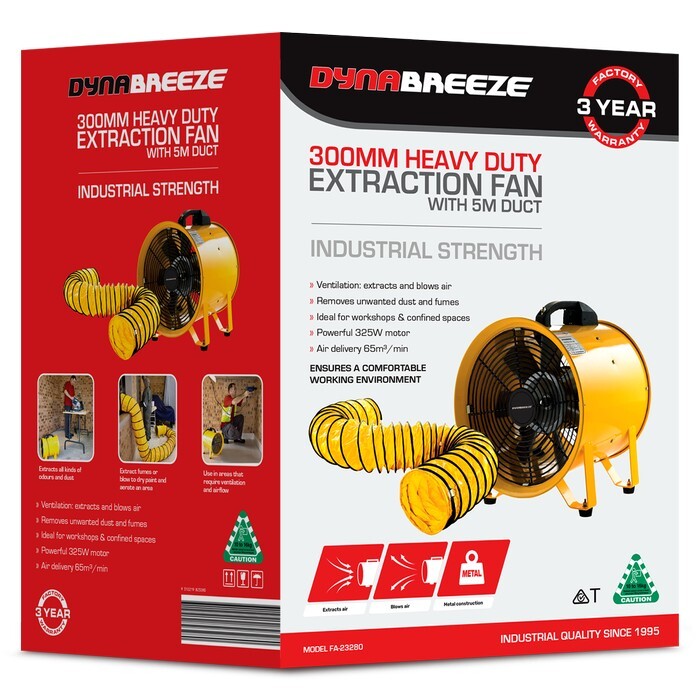 Dynabreeze 300mm Heavy Duty Extraction Fan With 5cm Duct Combo FA-23280