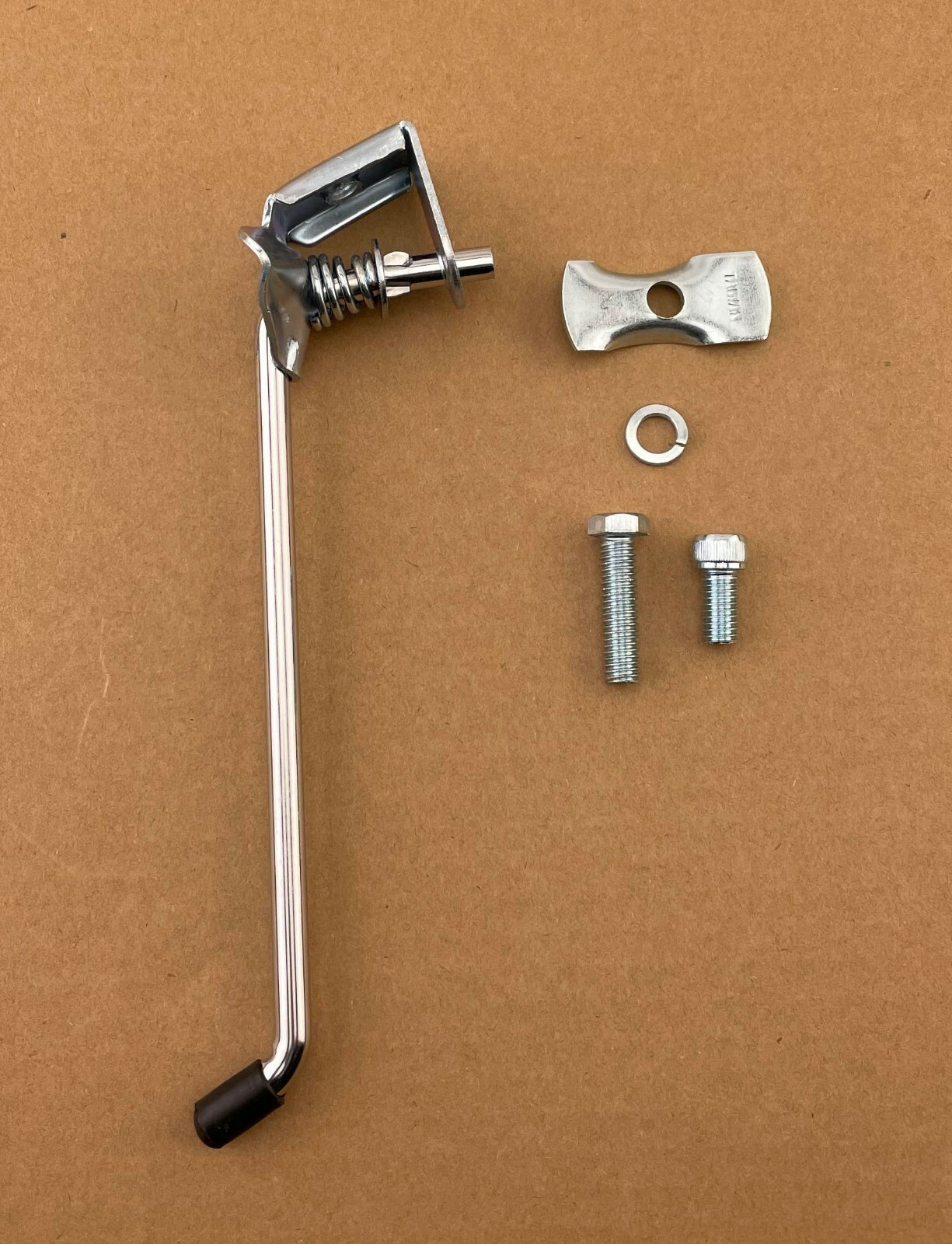 NEW! GENUINE VINTAGE 8" CENTER LOWRIDER BICYCLE STEEL KICKSTAND IN CHROME.