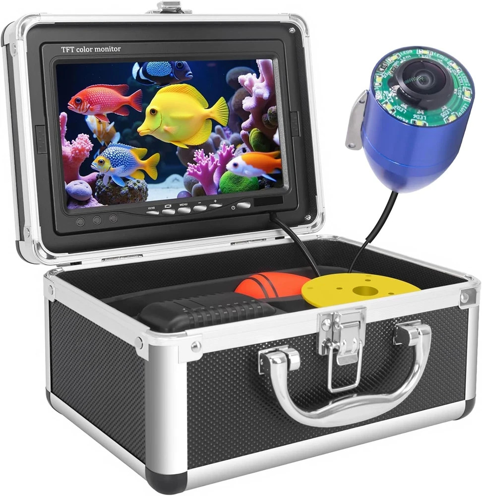 Underwater Fishing Camera, 7 Inch LCD Monitor Portable Fish Finder Waterproof 10