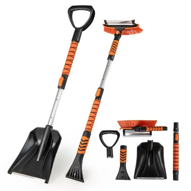 Costway 4 in 1 Extendable Snow Shovel 3 Adjustable Sizes Snow Kit for Car