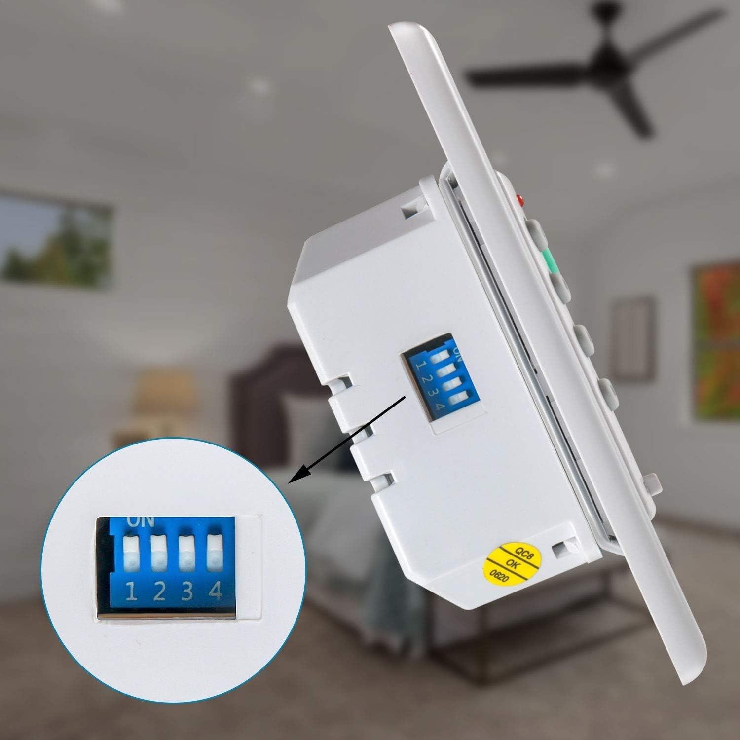 Ceiling Fan Remote Control Wall Switch - White