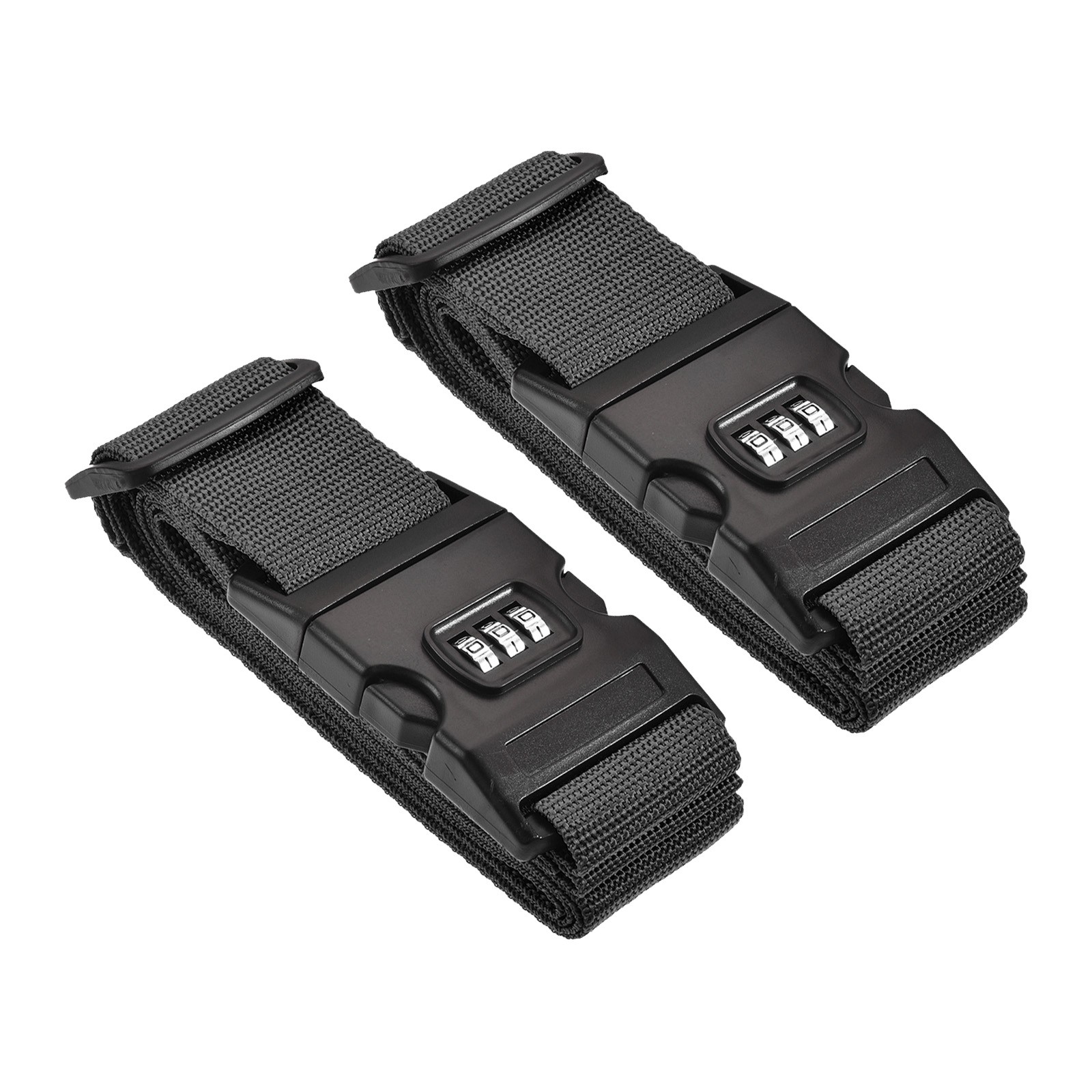 2 Pack Luggage Straps Suitcase Belts Combination Lock with Buckle 79"x2" Black