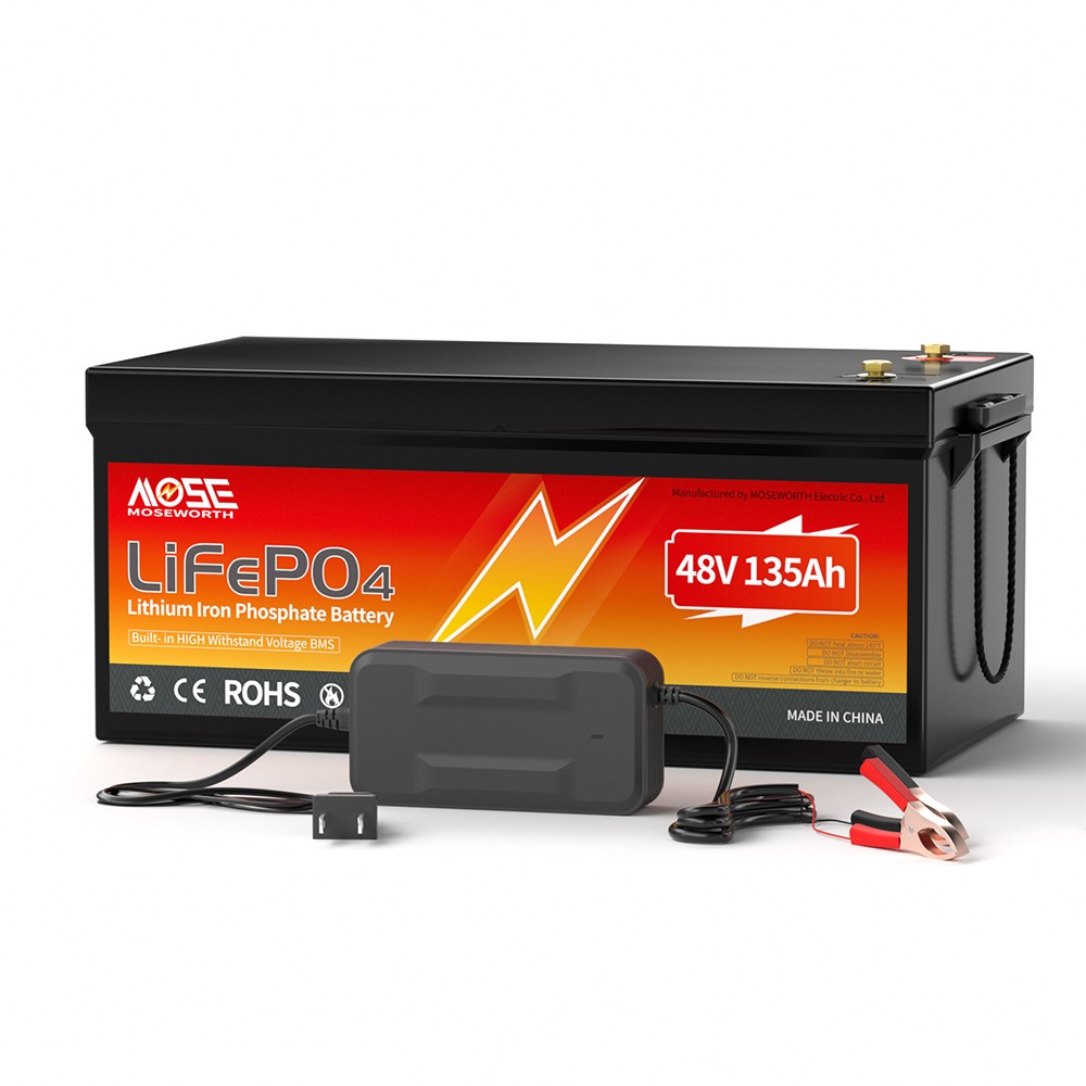 48V 135Ah Bluetooth Lithium Battery LiFePO4 200A BMS Golf Cart RV Trolling Motor