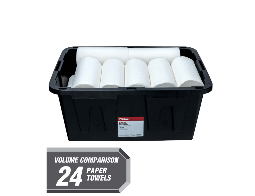 4-Pack Hyper Tough 27Gal Heavy Duty Plastic Storage Bin Black Red Snap Lid