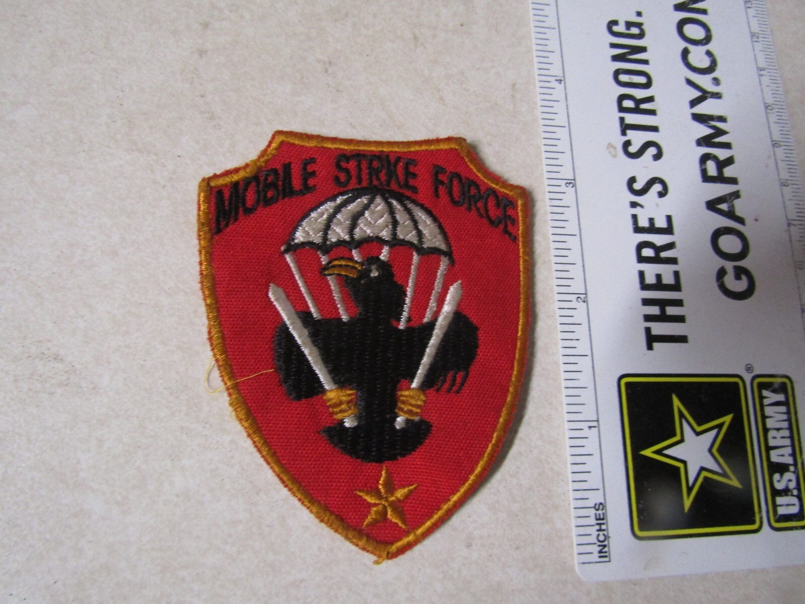 MILITARY PATCH SEW ON OLD VIETNAM ERA MOBILE STRIKE FORCE PARACHUTE