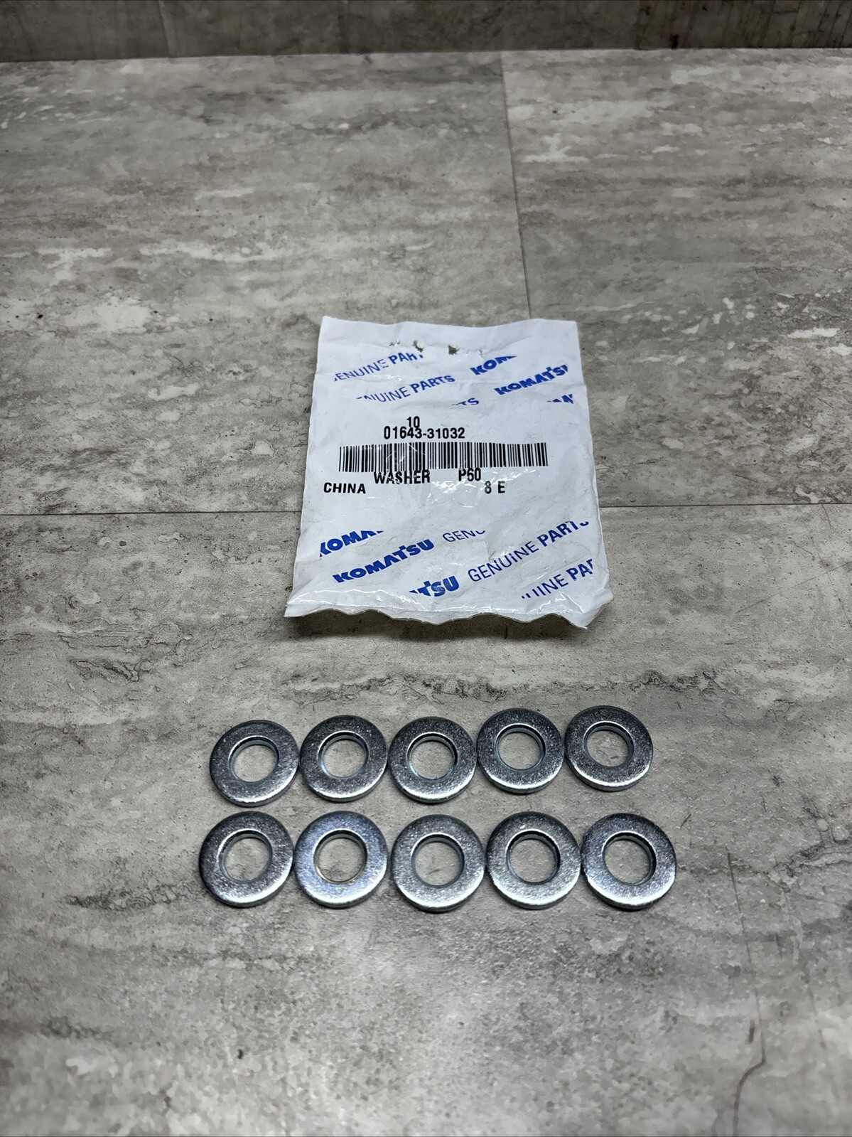 Lot Of 10 OEM Komatsu 01643-31032 Thick Flat Washer, New