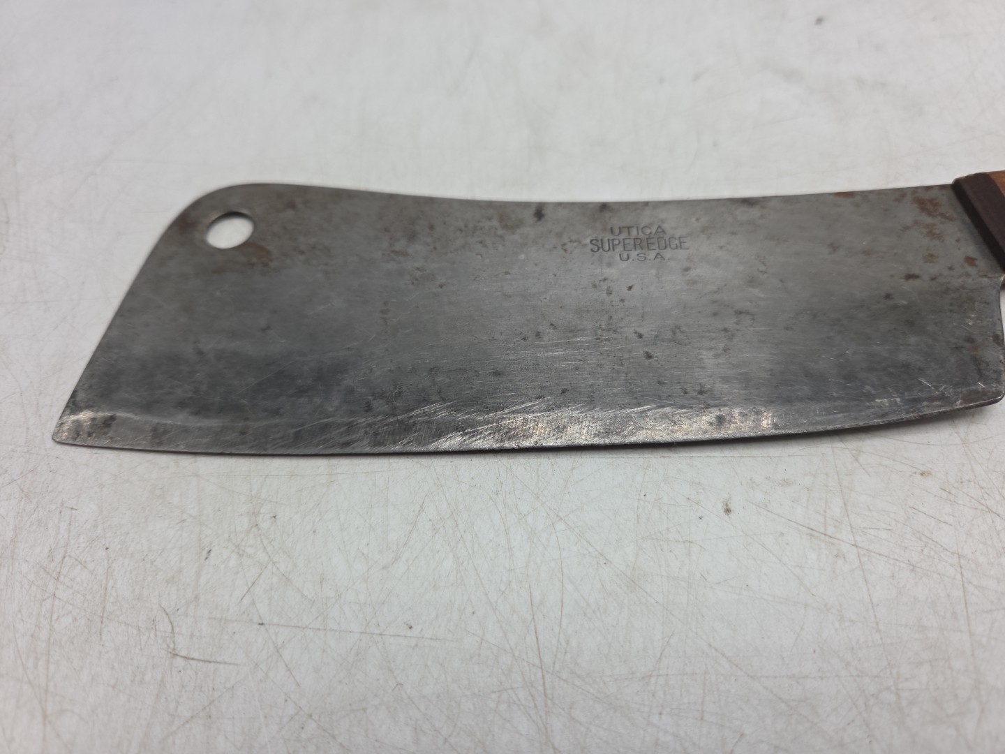 Vintage Utica Super Edge USA 6.25" Butcher Meat Cleaver Knife