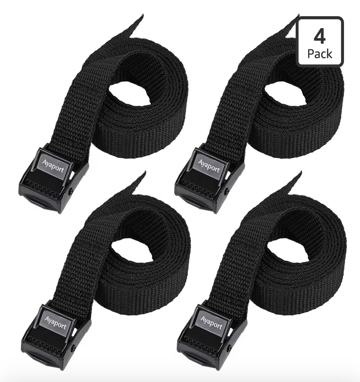 4 Pack Lashing Straps with Buckles Adjustable Cam Buckle Tie Down Cinch