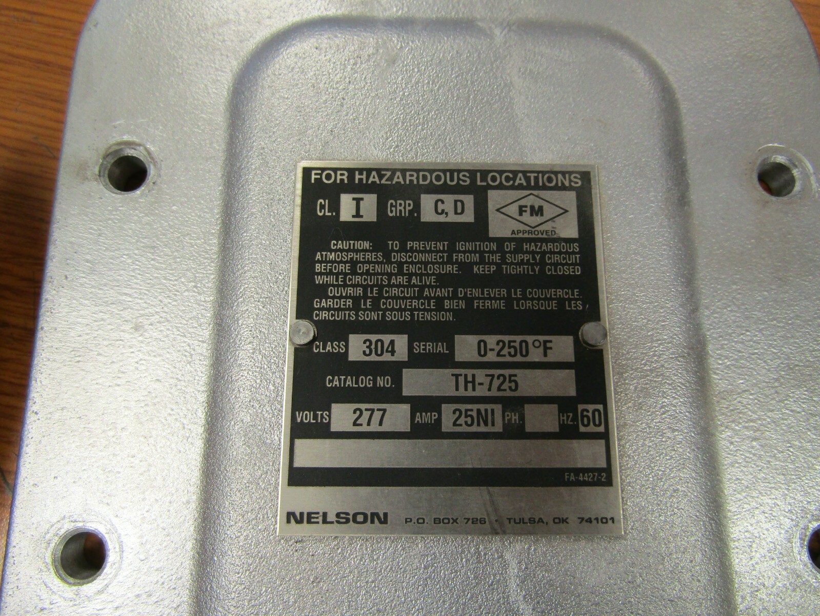 😎 NEW NELSON TH-725 EXPLOSION PROOF TEMPERATURE CONTROLLER 0-250ºF 277 VAC
