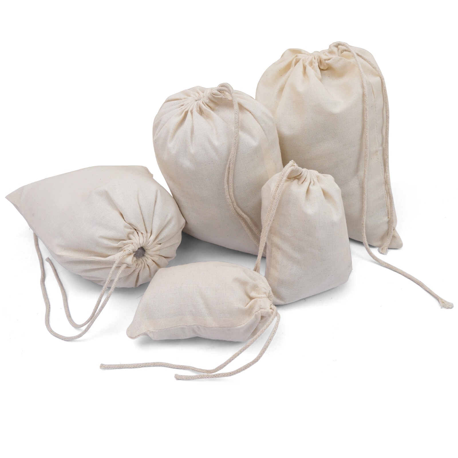 Biglotbags - 8 x 12 Inches Premium 100% Cotton Single Drawstring Muslin Bags