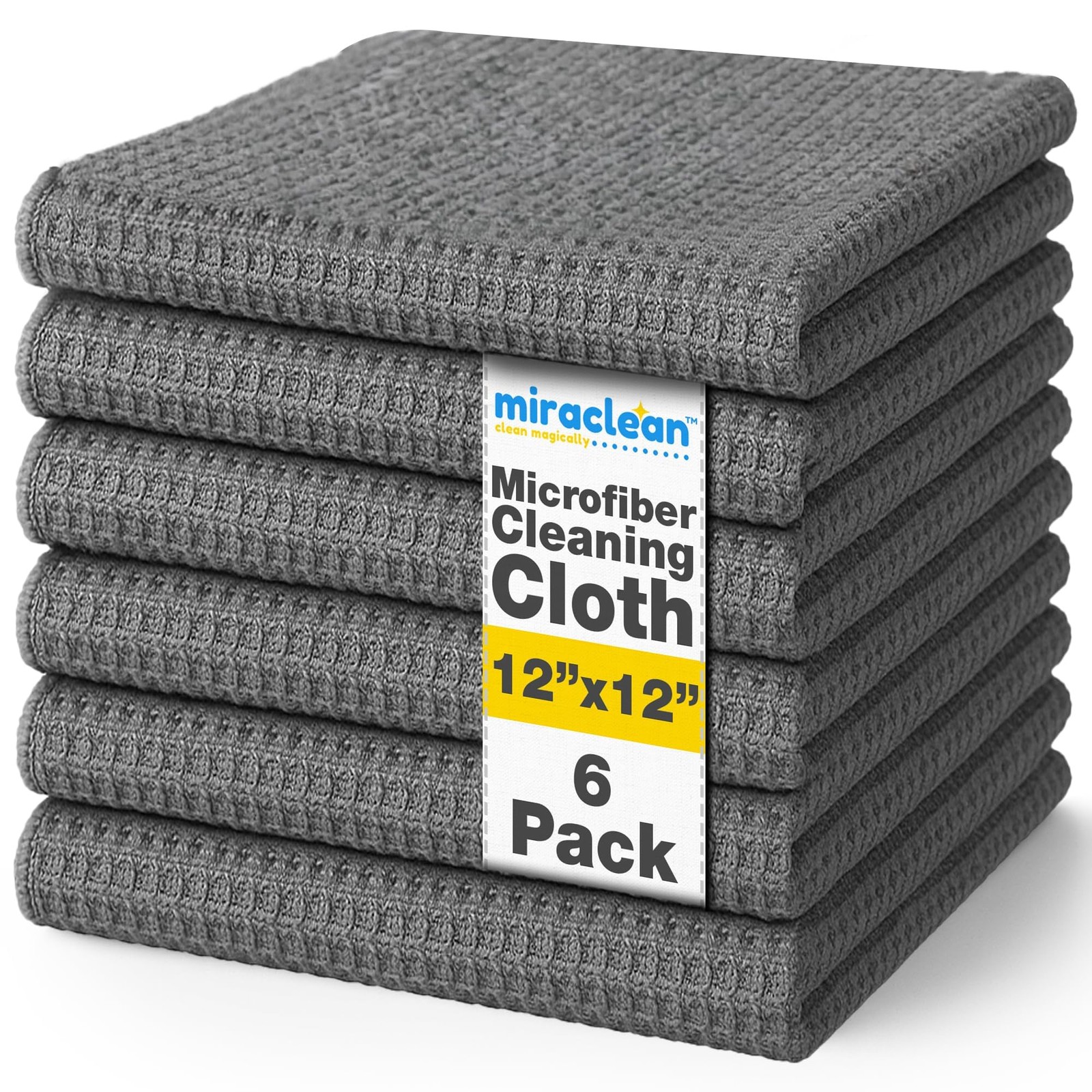 Waffle Weave Microfiber Towel, 12 x 12 inches, Barista Towels, Lint Free Clot...