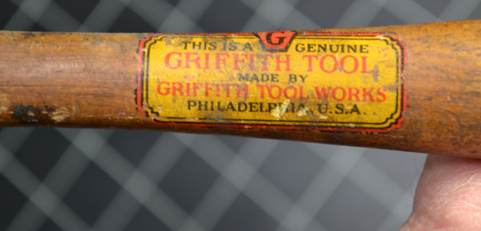 GRIFFITH TOOL WORKS - GTW - 4oz - BALL PEIN HAMMER - ORIGINAL HANDLE WITH DECAL
