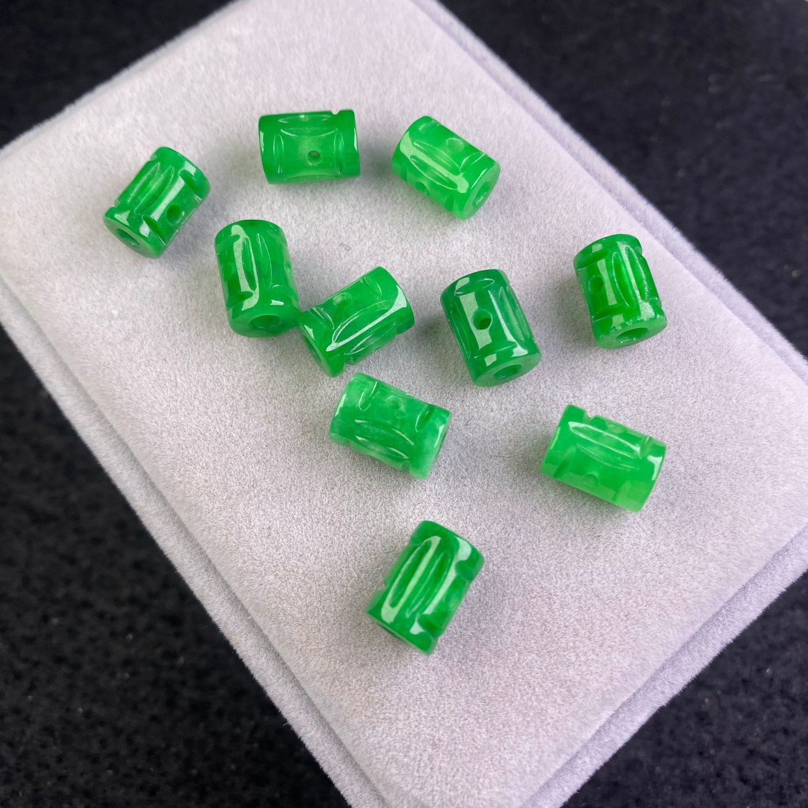 Jadeite Dry Blue Big Kong Road Tong Tong Tong Barrel Bead DIY Jade Accessories