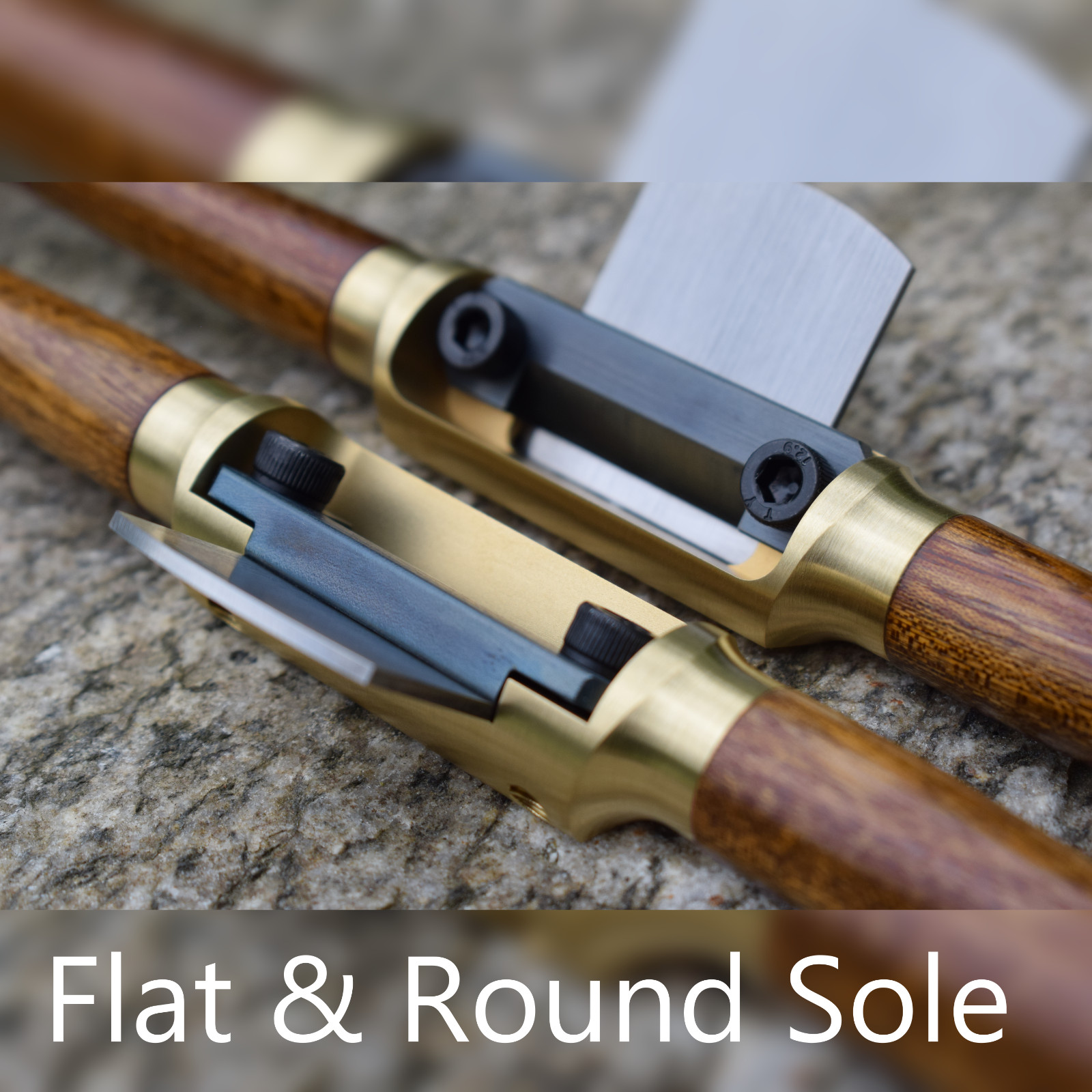 Handmade Brass Spokeshaves - Round & Flat Sole Bundle - O1 Tool Steel Blades
