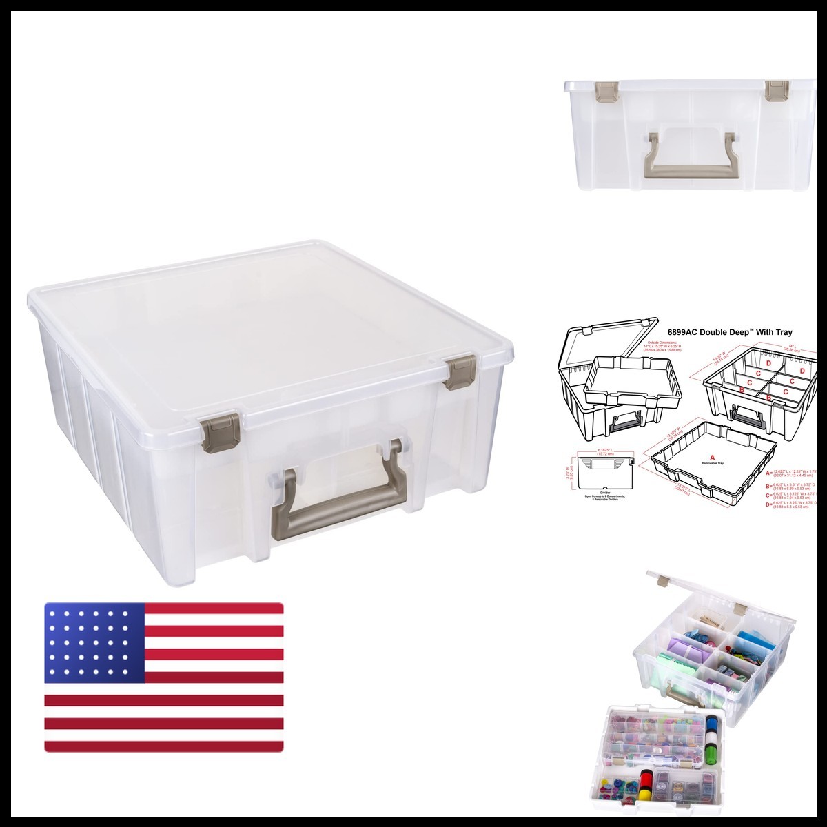 ArtBin 6899AZ Super Satchel Double Deep Lift-Out Tray Arts Crafts Organizer