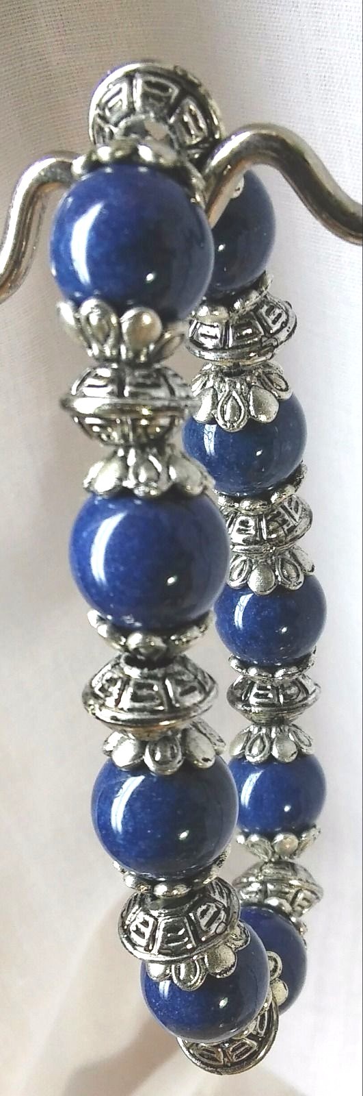 Bracelet Handcrafted Stretch Deep Blue Gemstone with Tibetan Silver Spacers