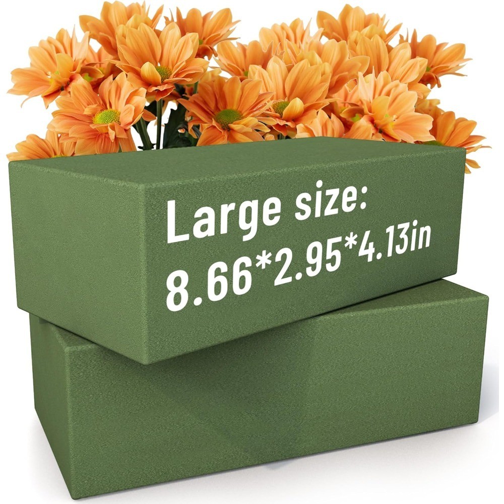 Large 9 Inch Floral Foam Bricks, 2 Pack Wet Floral Foam for Fresh and Artificial