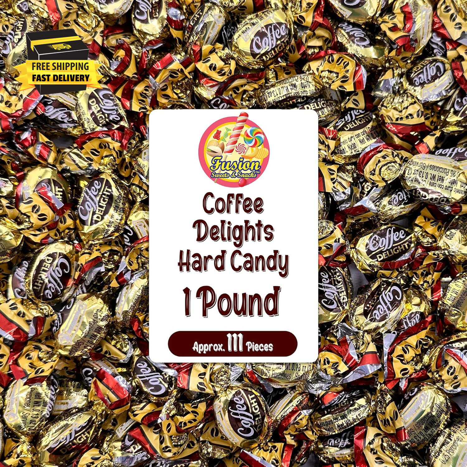 Coffee Delight - 1 Pound Bulk Bag - Coffee Candy Individually Wrapped - Hard Can