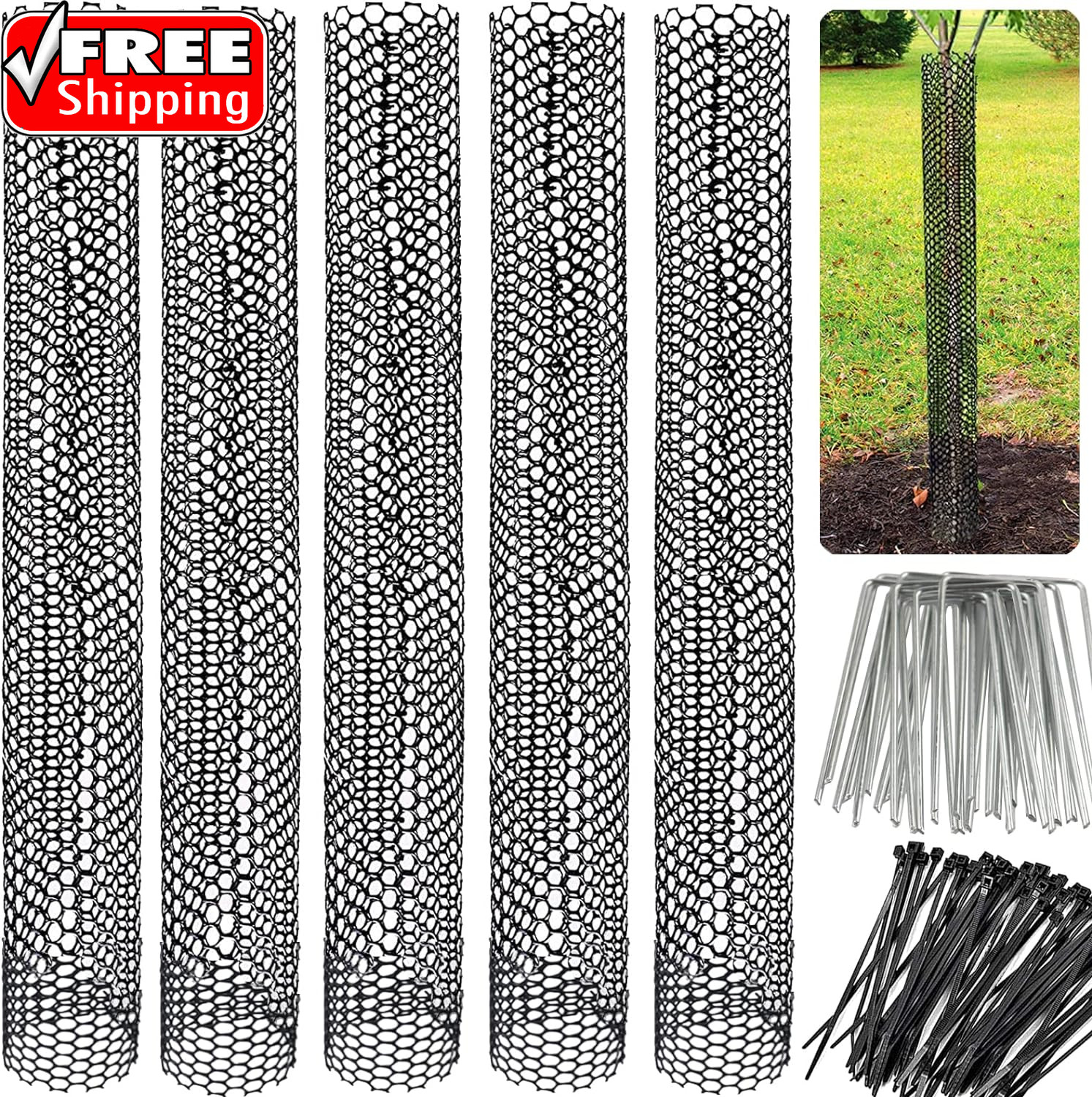 Mesh Tree Trunk Protectors, 6 Pack 40 Inches Tree Bark Protector Guard with Zip