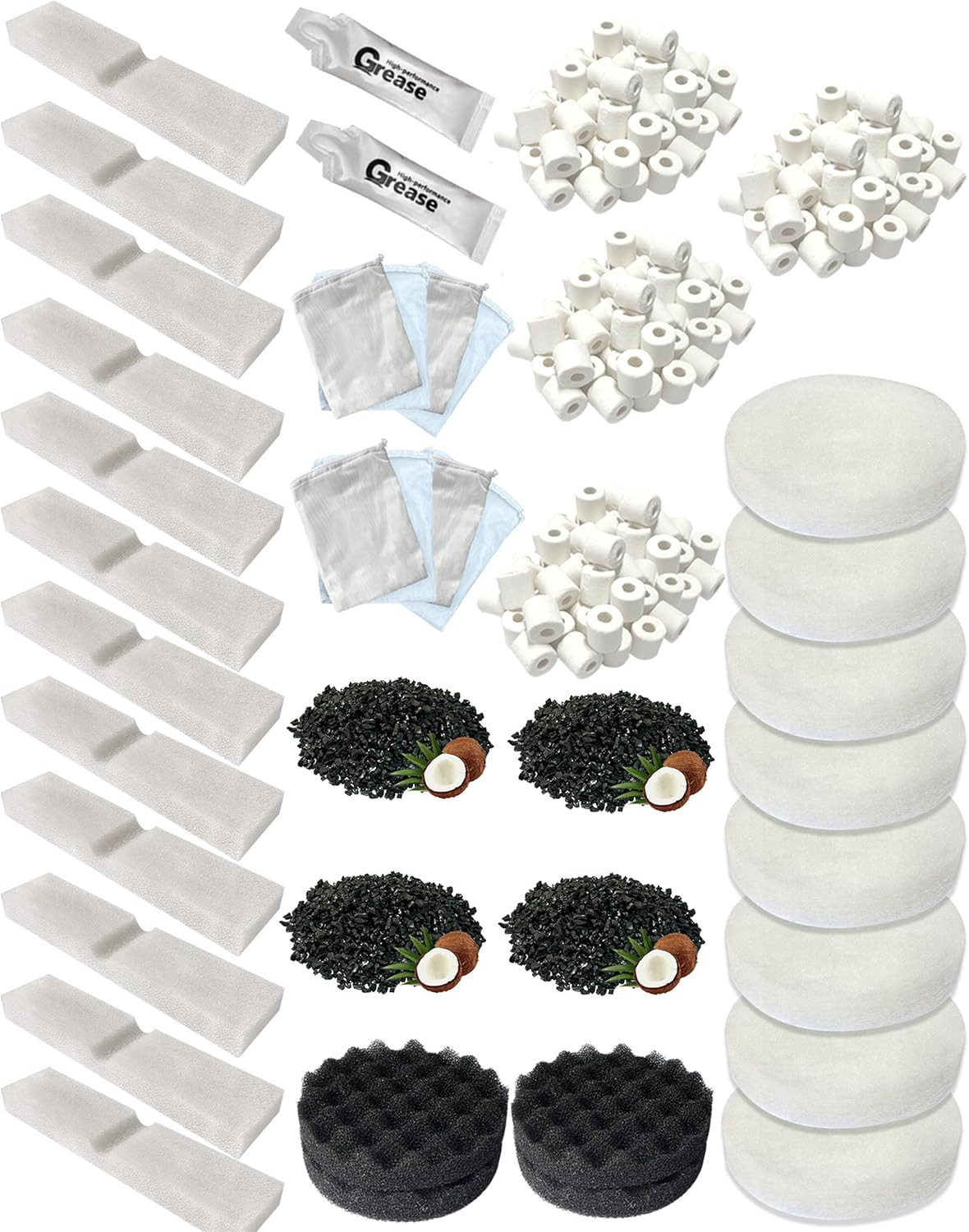 42 PCS Aquarium Media Kits Replacement for Fluval FX2 / FX4 / FX5 / FX6 Canister
