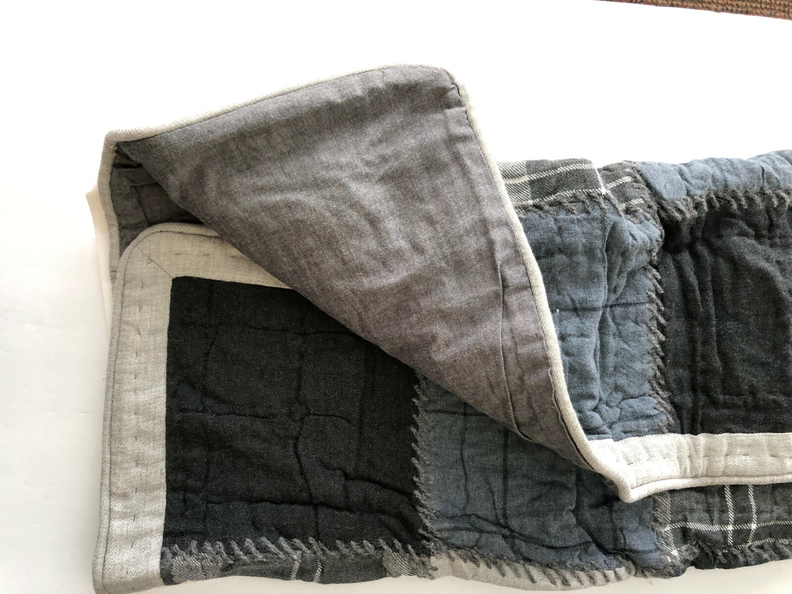 sham GRAY PATCHWORK ~ Standard ~ flannel ~ Grey Matters ~ NIP Nautica