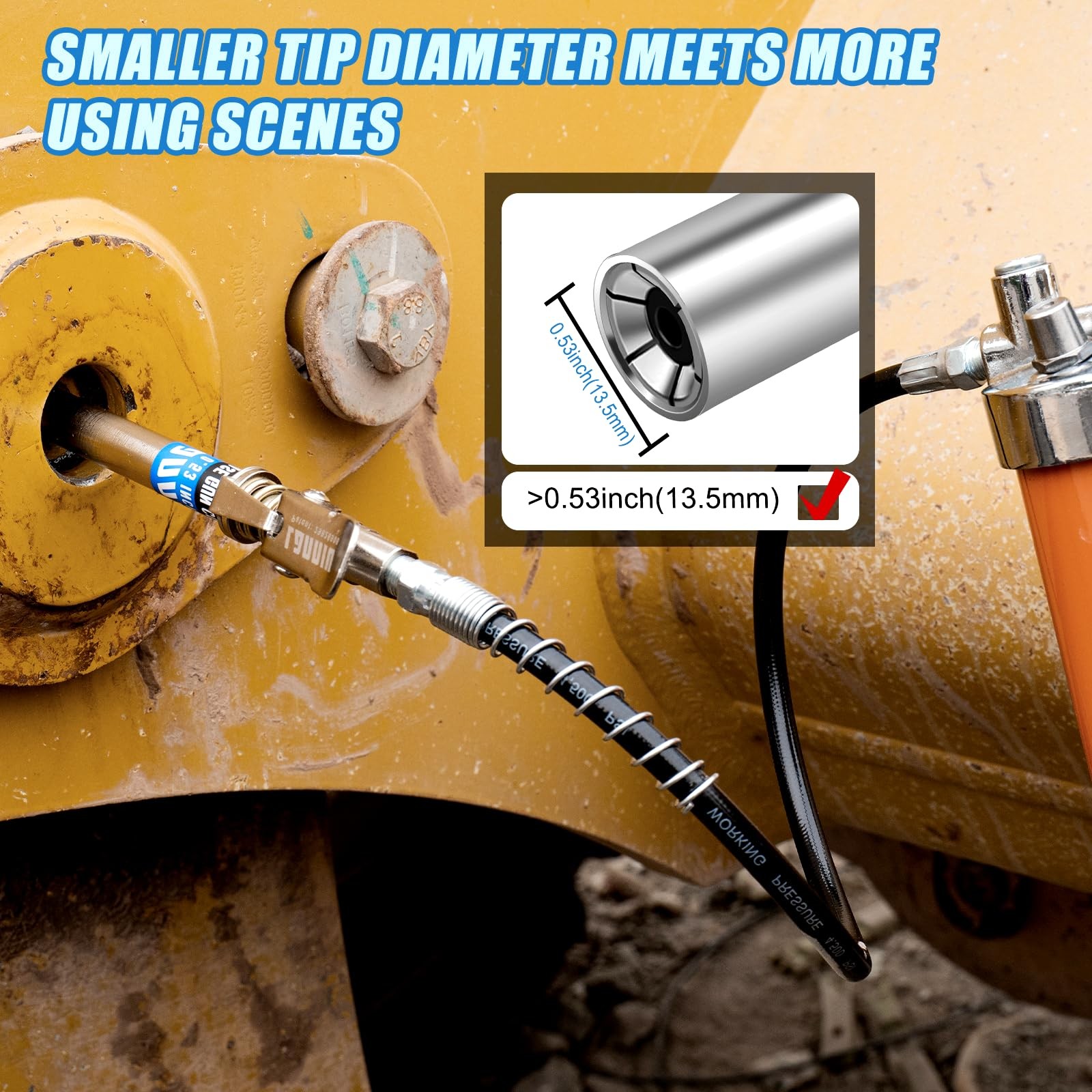 Grease Gun Coupler, Strong Lock & Extra Reach Grease Coupler, Heavy Fast Ship