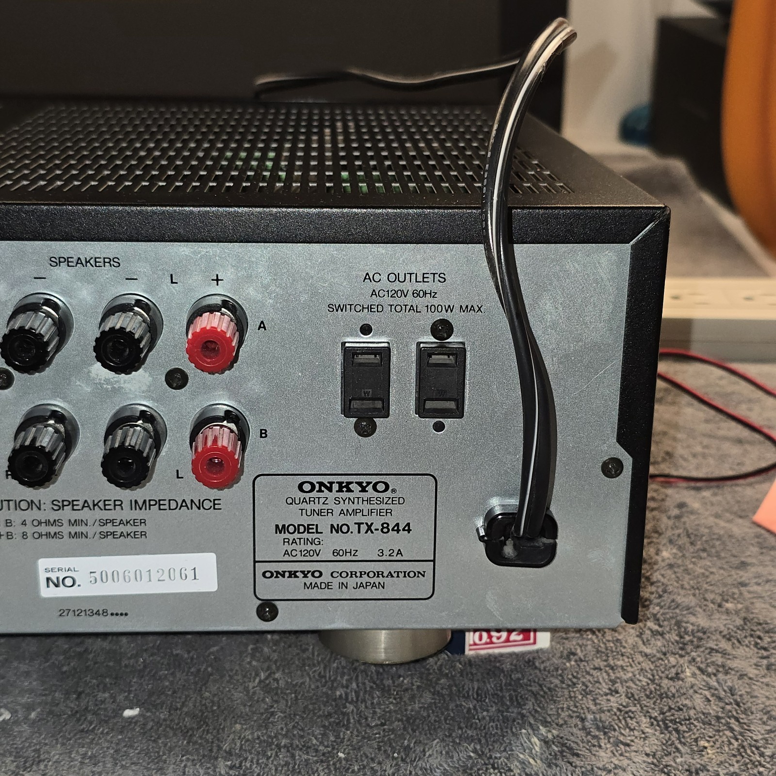 Onkyo TX-844 Quartz Synthesized Tuner Amplifier Tested No Remote 90s