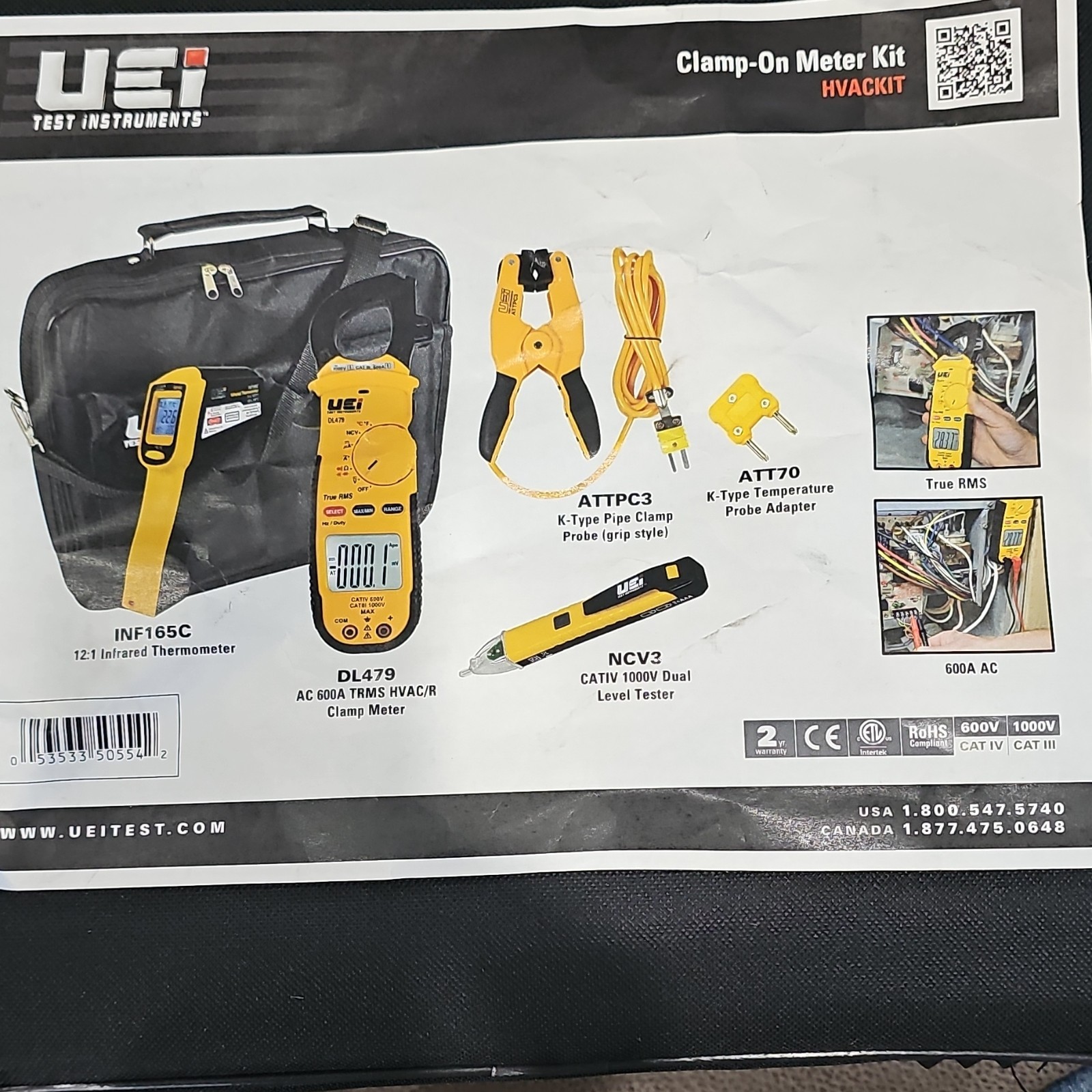 UEi HVACKIT - HVAC CLAMP METER KIT (ATTPC3, DL479, INF165C, NCV3, AC73 CASE)