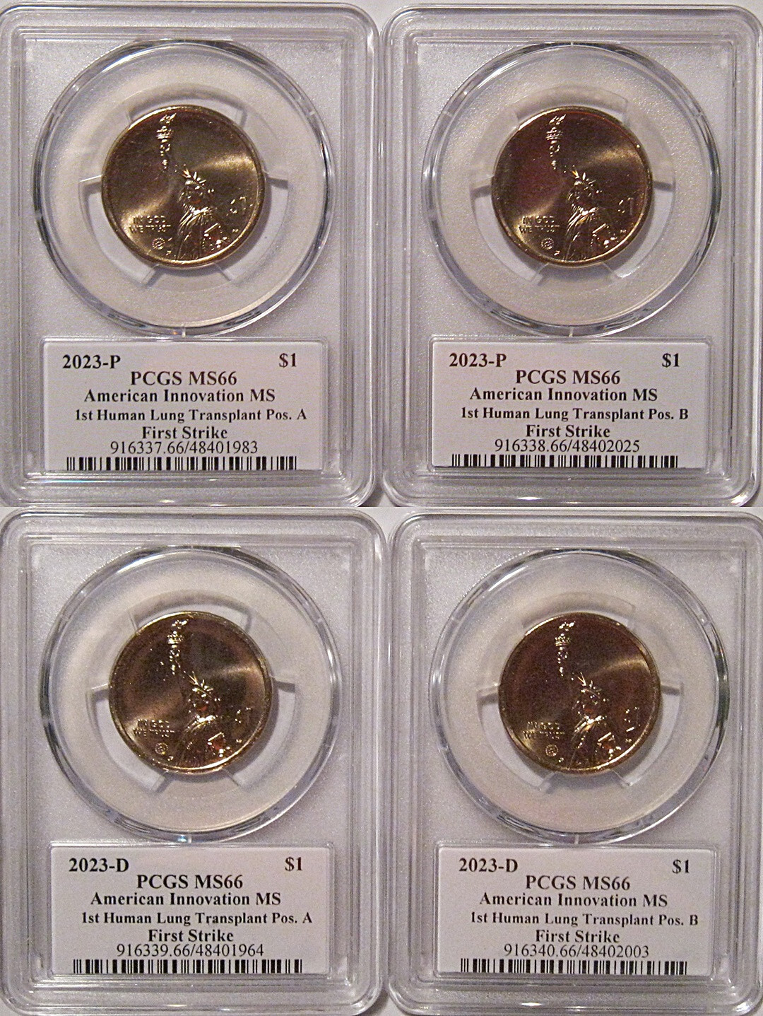 2023 P & D MS Innovation Dollar Lung Transplant PCGS MS66 Pos A & B First Strike