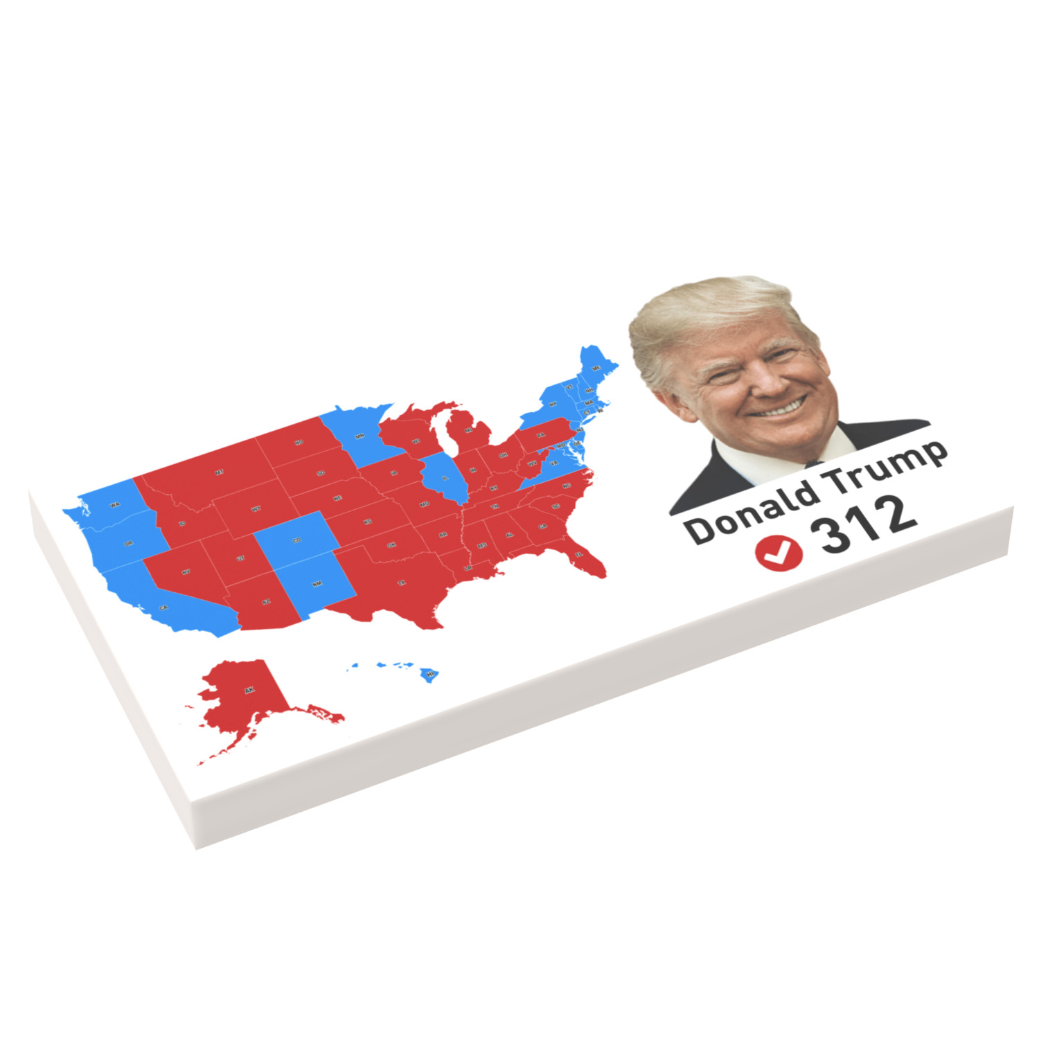 NEW Custom Printed Minifig - Trump Election Victory Map - Custom Printed (2 x 4)