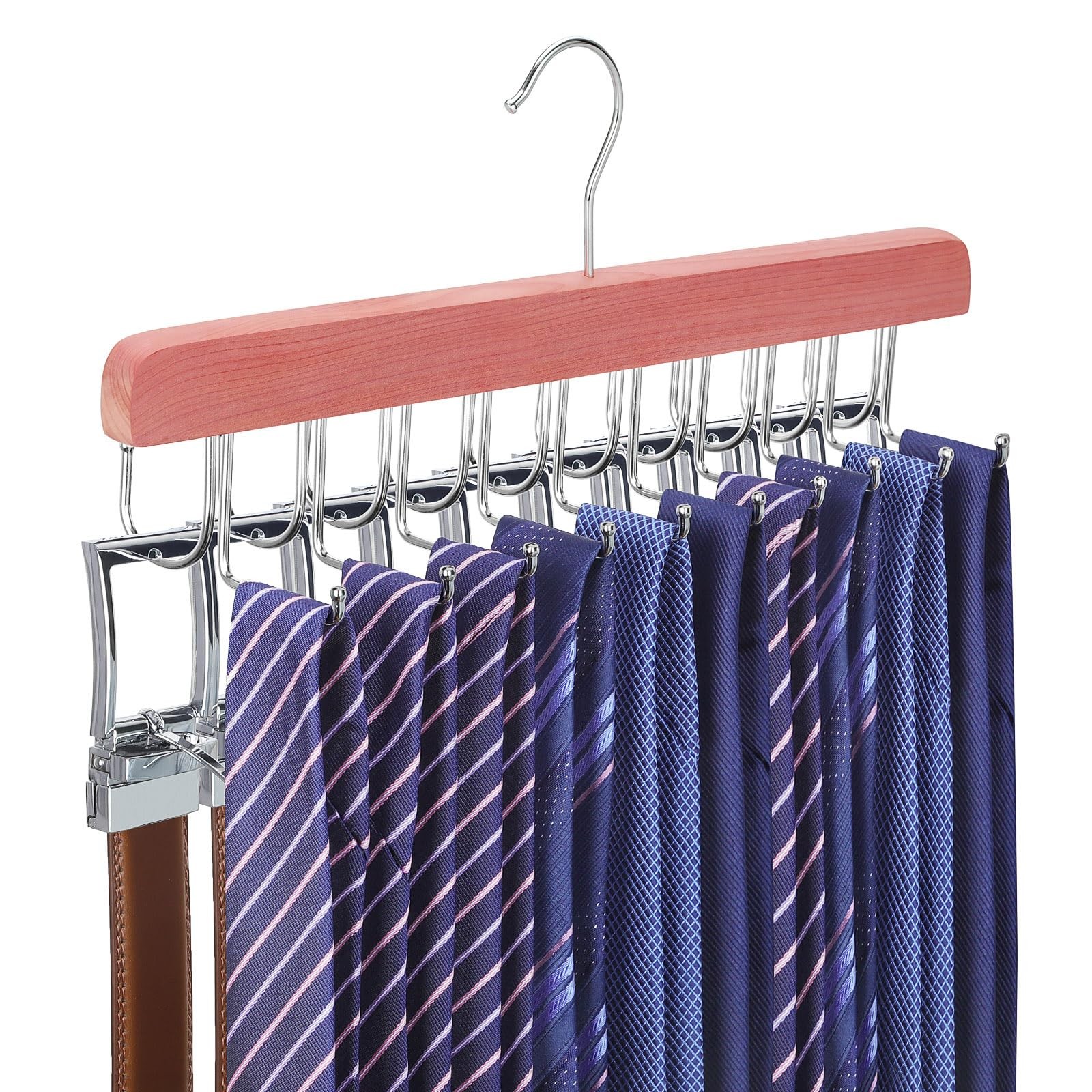 Cedar 2 in 1 Belt Tie Hanger for Closet Max 30 Belts with 30 Ties Capacity, 2...