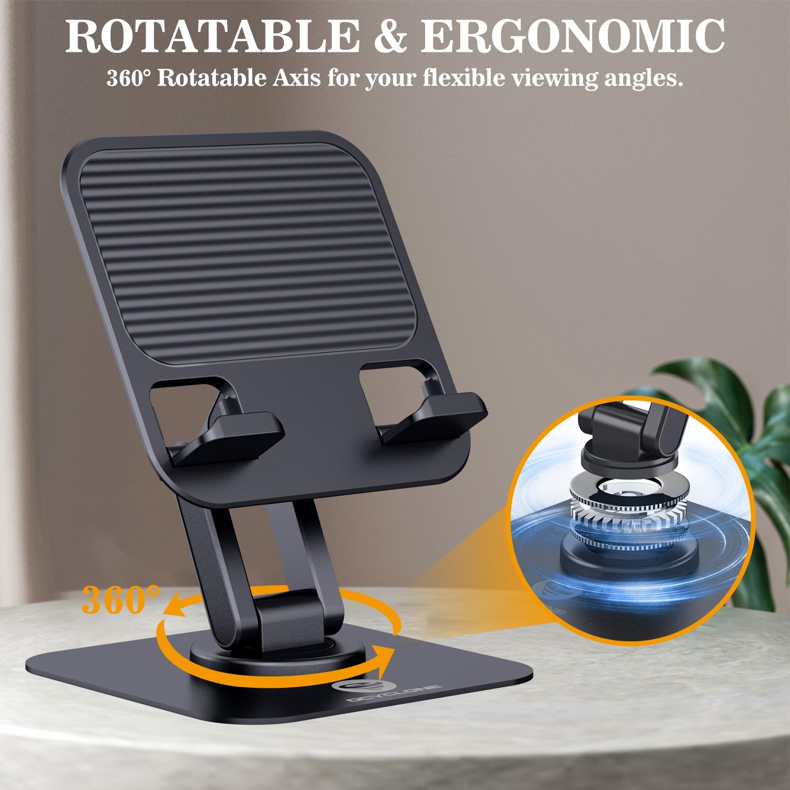 OCYCLONE iPad Stand, 360° Rotating Adjustable Foldable iPad Tablet Stand Hold...