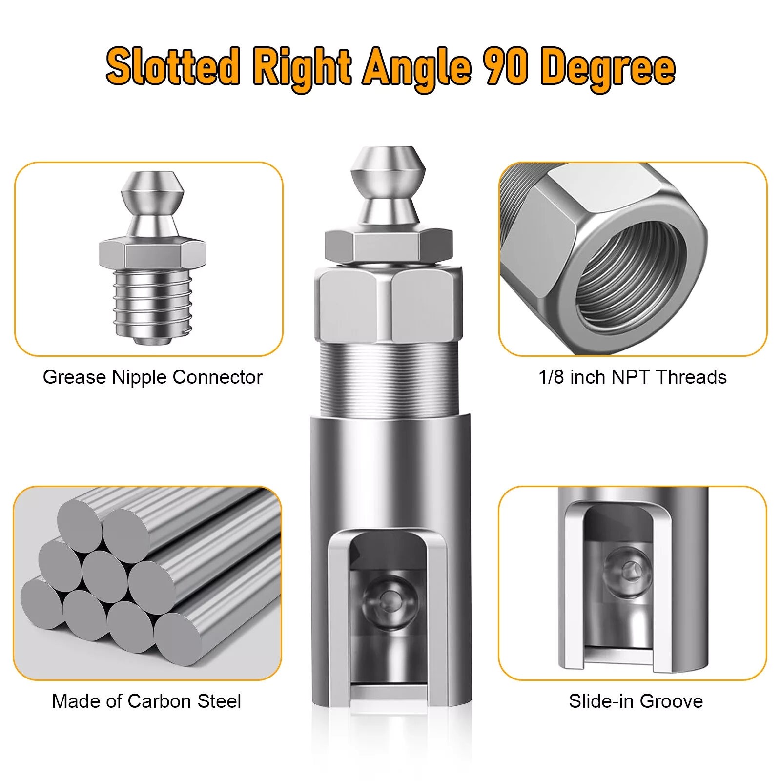 1 Set Grease Nozzle Adapter Grease Gun-Accessory 90 Degree Coupler Adapter Tool