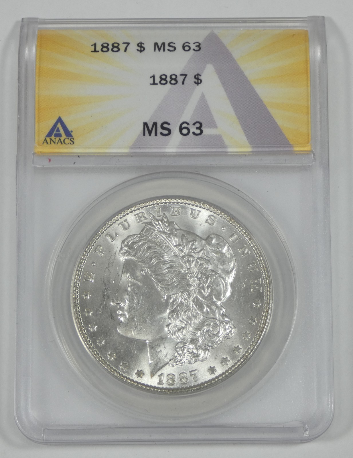 1887 Morgan Dollar CERTIFIED ANACS MS 63 Silver Dollar