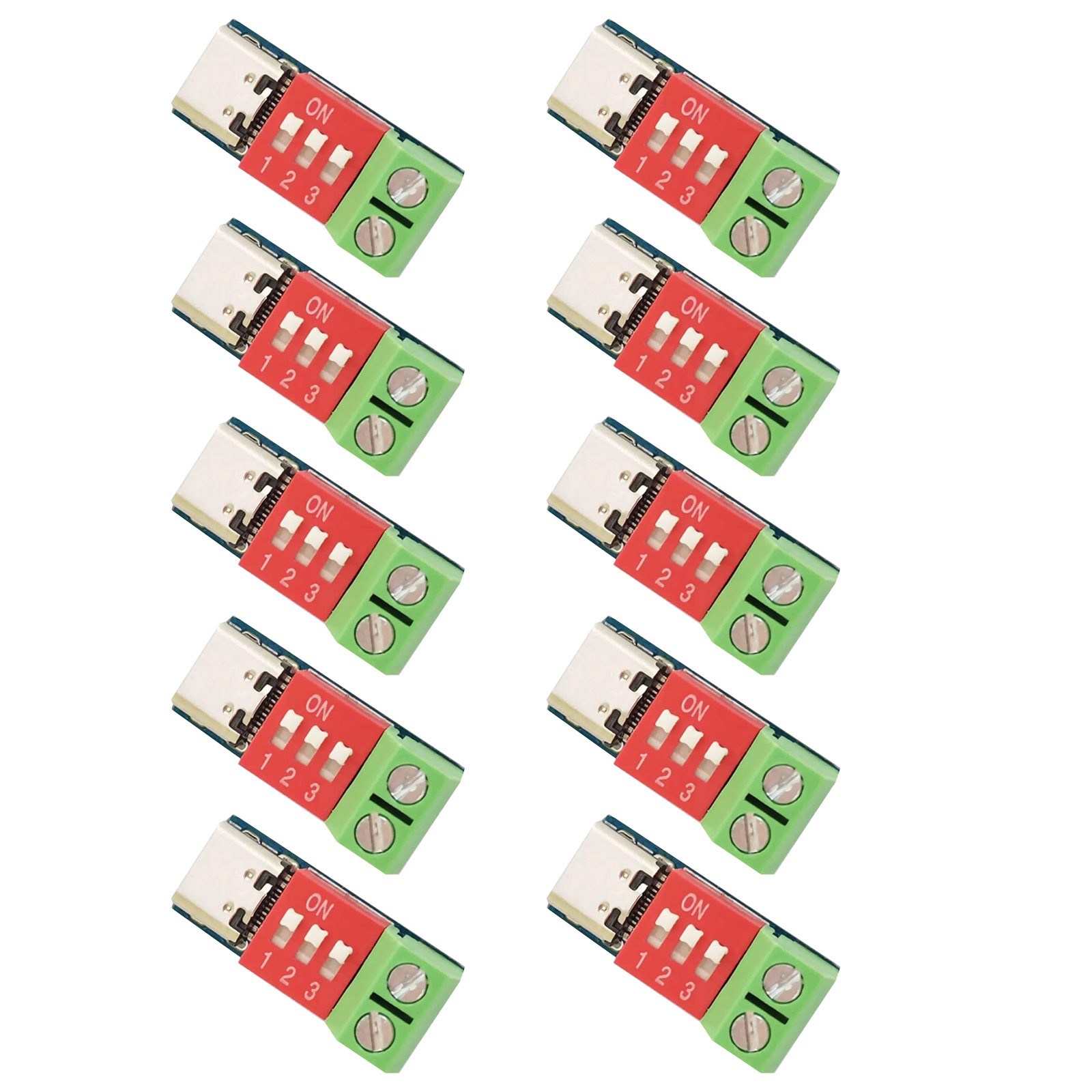 USB-C PD Decoy Module 10pcs w/ Dip Switch Voltage Adjustment 4-22V Input 100W