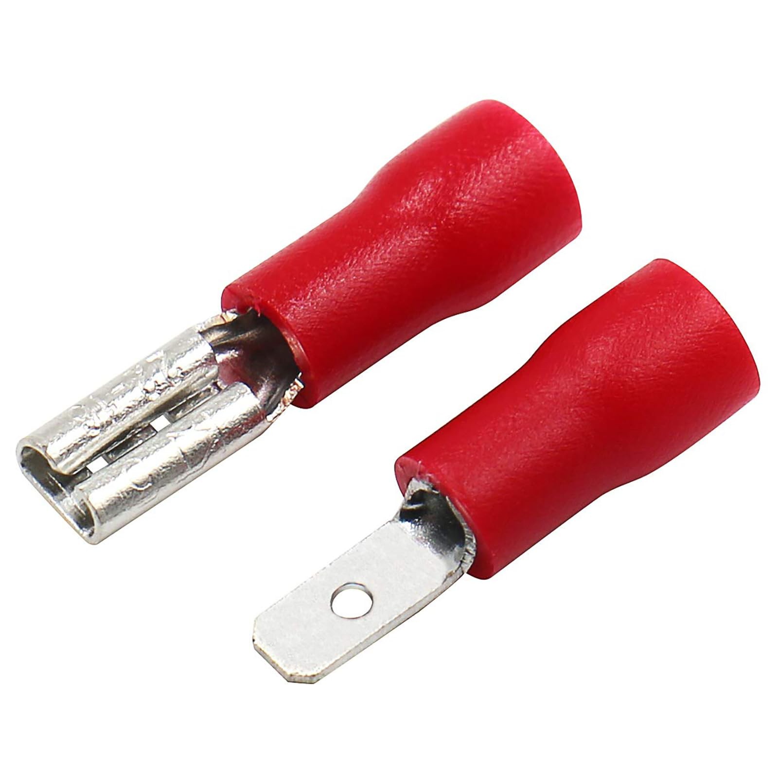 Baomain 0.11" Female & Male Spade Connectors 22-16 AWG Insulated Crimp Red