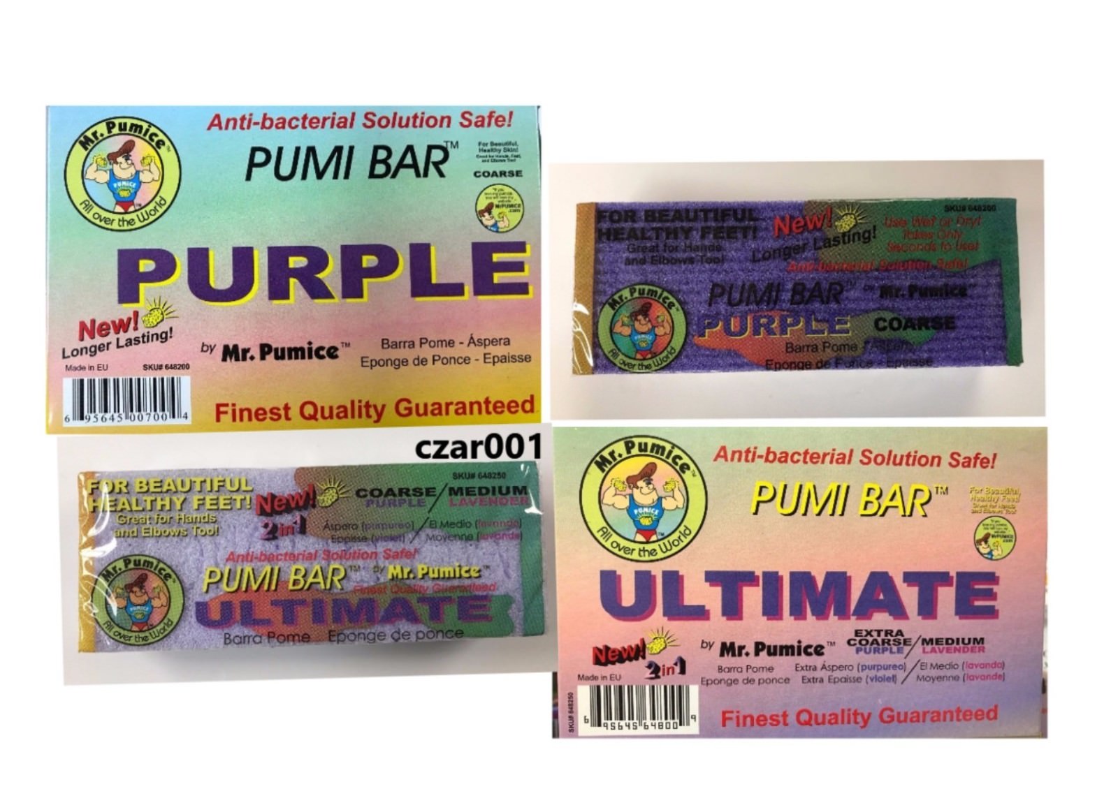 Mr. Pumice Anti-Bacterial Solution SAFE Purple Pumi Bar Stone -  COARSE OR 2-1