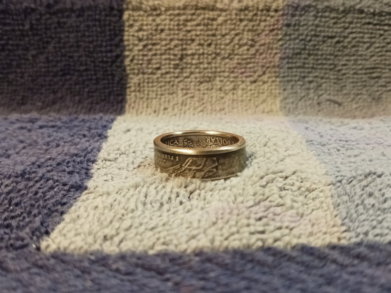 Montana Handcrafted Washington Quarters coin ring, size 8 2007