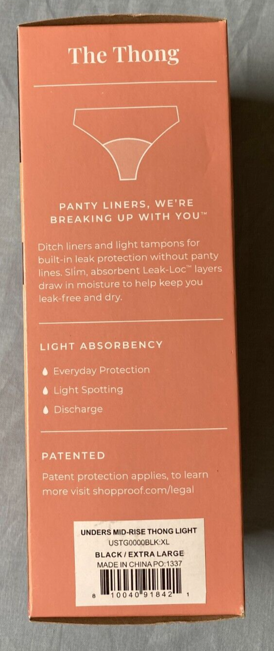 Unders By Proof Modern Period Protection Light XL Black NEW