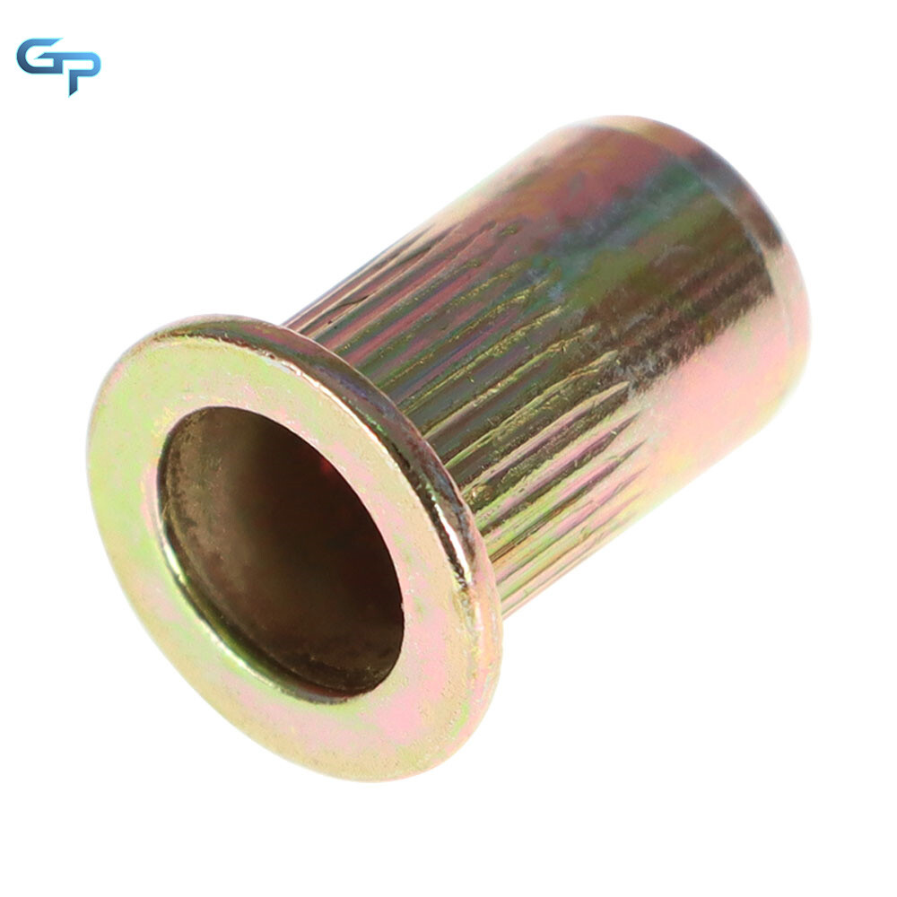 M6 Metric Carbon Steel Rivet Nut Flat Head Threaded Insert Nutsert 100 Pack