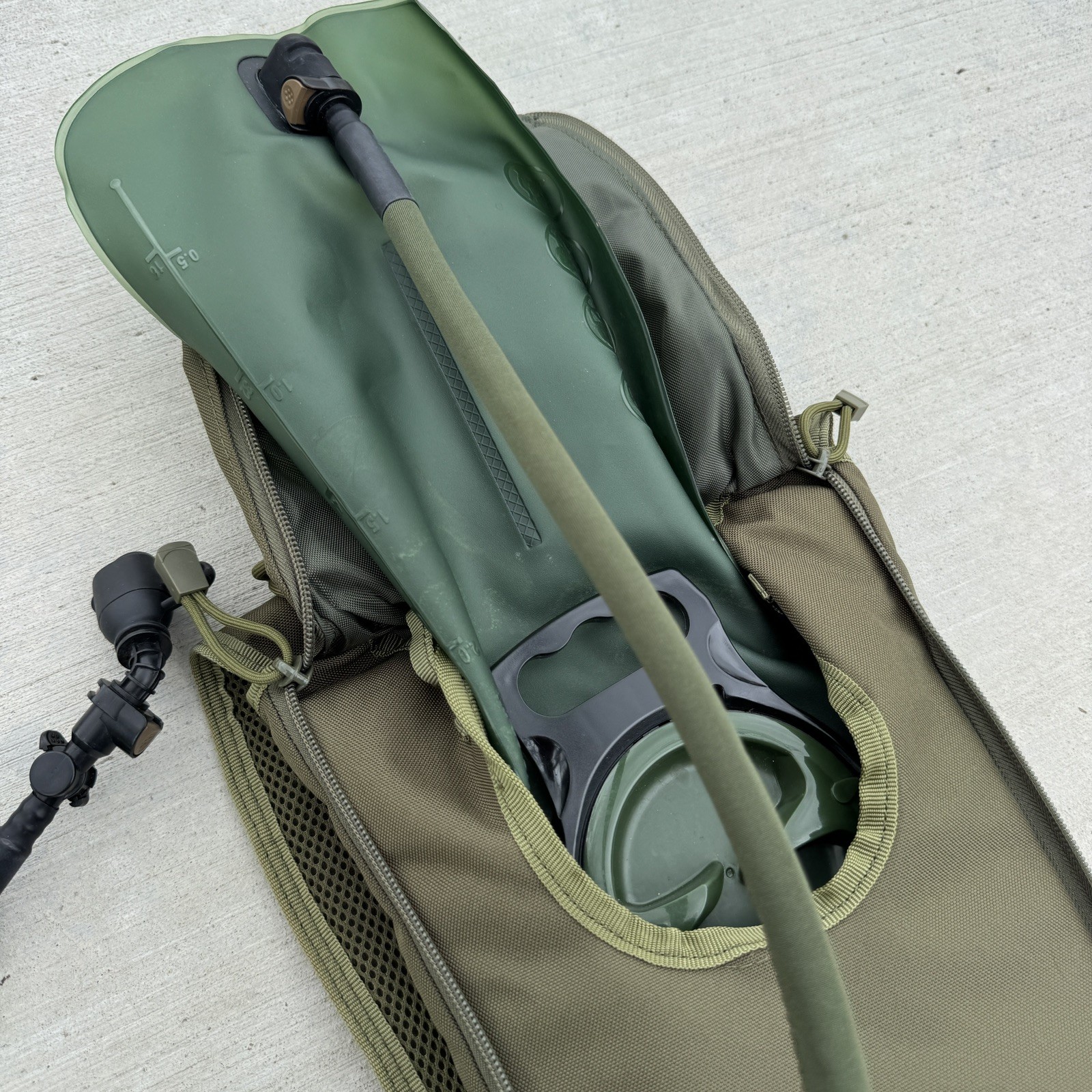 Tactical Hydration Backpack with Water Bladder Olive Green MOLLE Hiking Pack