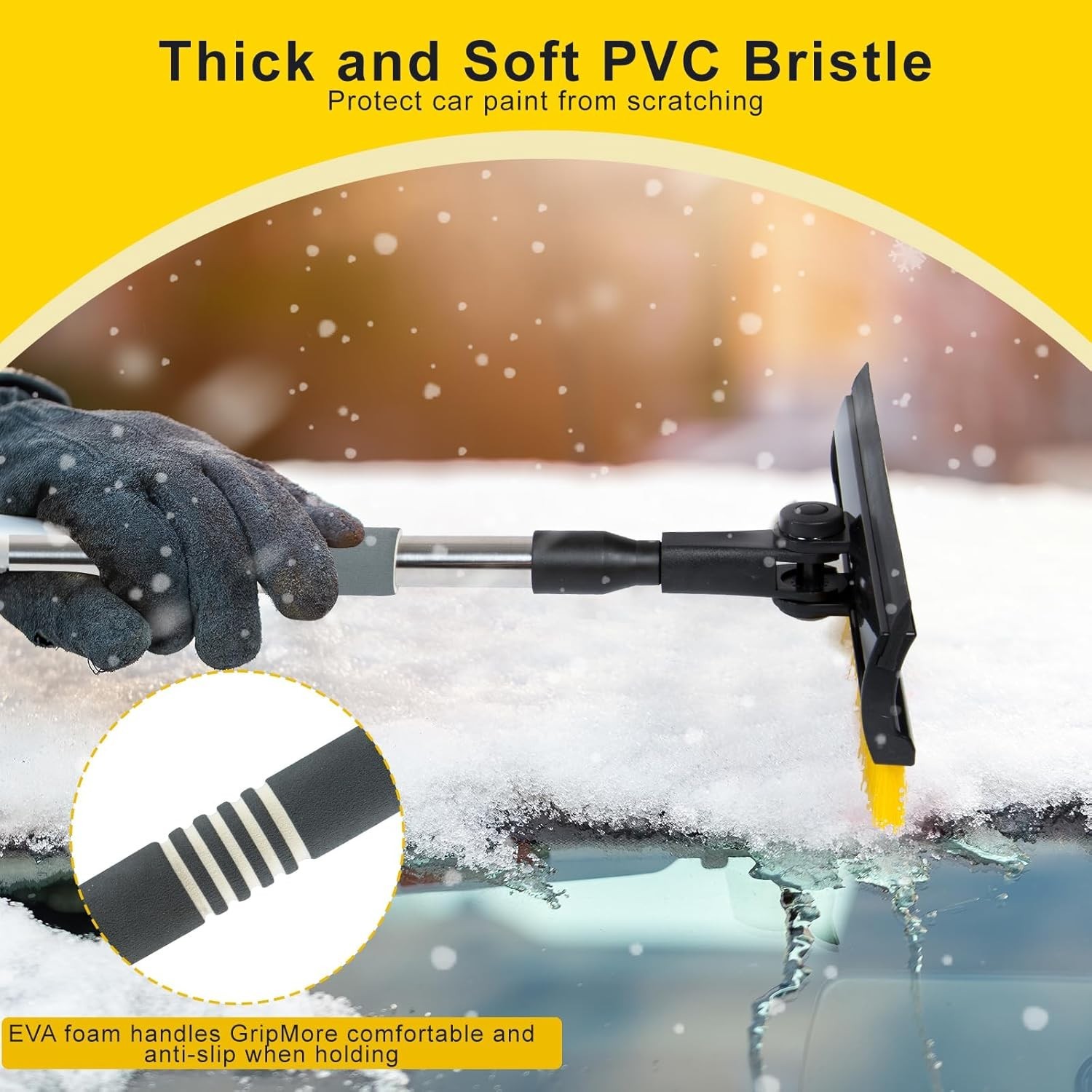 53'' Extendable Retractable Snow Brush & Ice Scraper for Cars/SUVs/Trucks - 360?