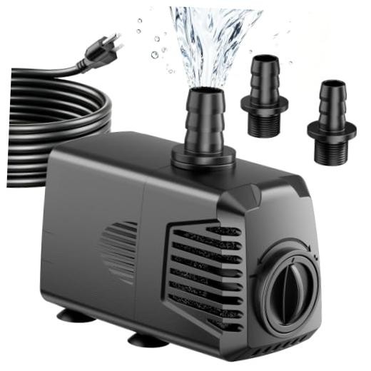 Submersible Water Pump, Water Fountain (1500L/H, 24W) with 6.6FT High 400GPH