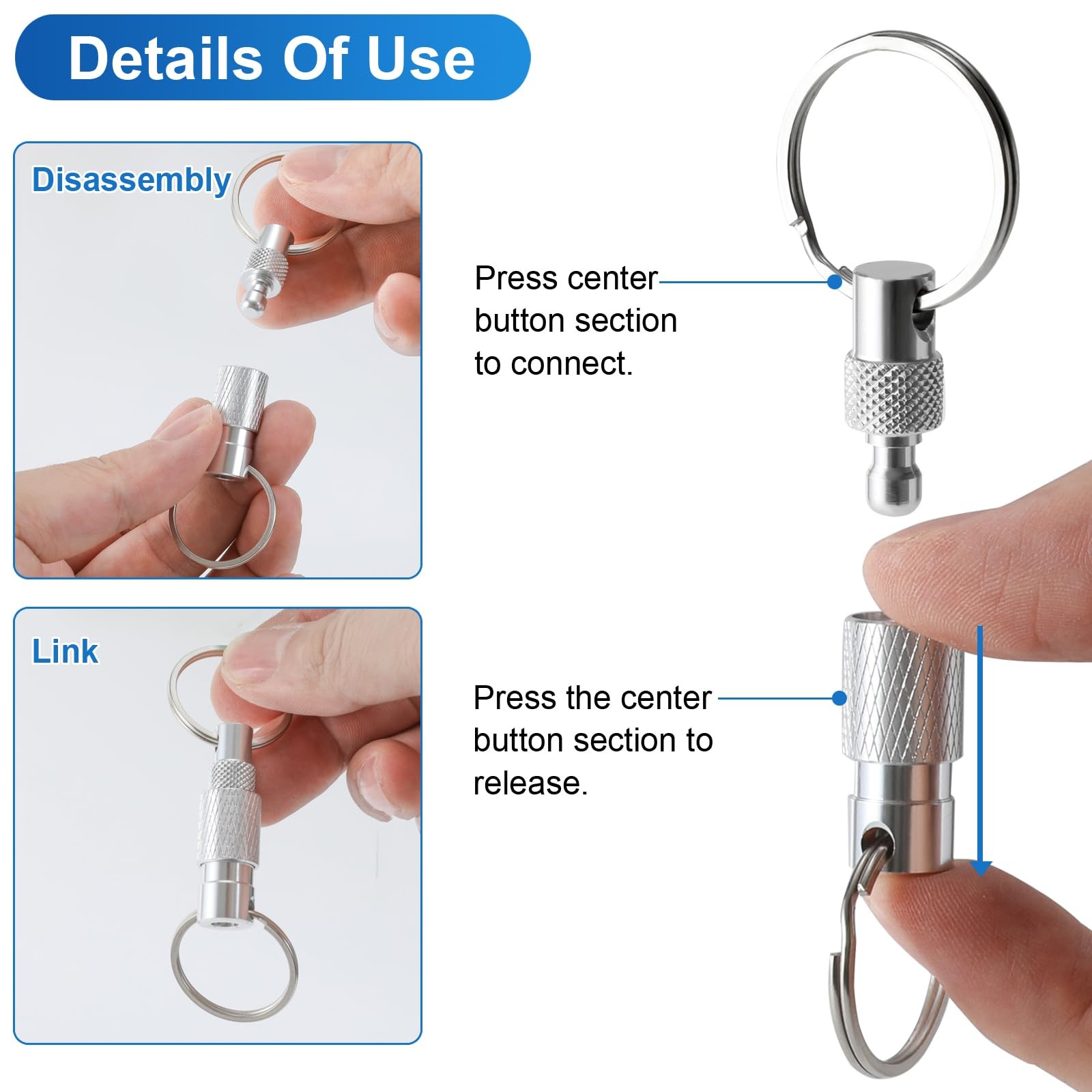 Quick Release Keychain 3Pack, Detachable Quick Disconnect Keychain with Split...
