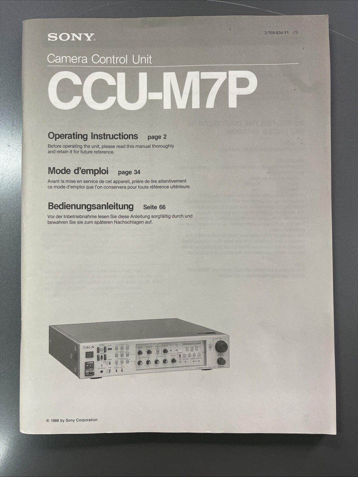 Sony CCU-M7 Camera Control Unit for DXC-M7 + BDA - from dealer