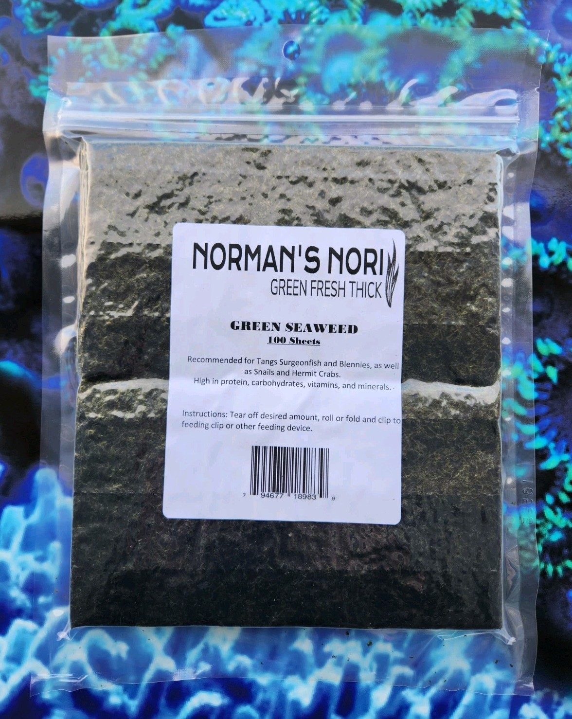 Norman's Nori Green Seaweed Sheets 100 Package Of 4 X 7.5 Nori Seaweed Sheets